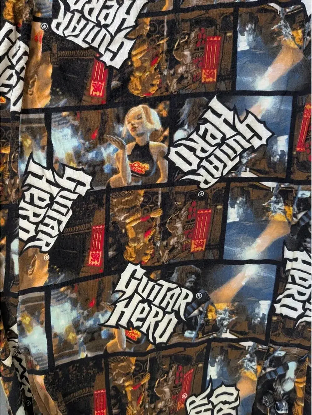 Guitar Hero Pajama Pants Mens M Multicolor Graphic Lounge Sleepwear Video Game